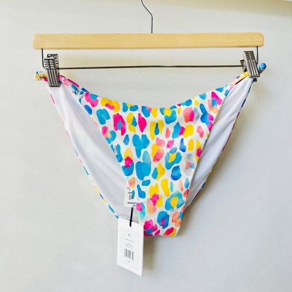 Onia NWT Alexa Watercolor triangle bikini bottom, White/blue/pink, Size XL - Picture 3 of 8